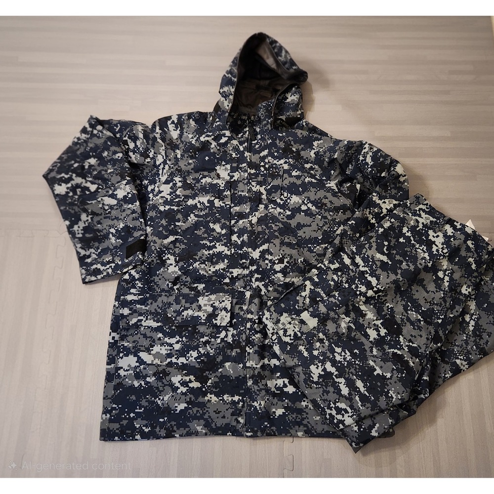 US Navy Digital Camo Gore-Tex Parka Jacket Pants Set XL + M  Blue Camo